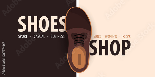 Modern banner template for Shoes Shop. Vector Illustration.