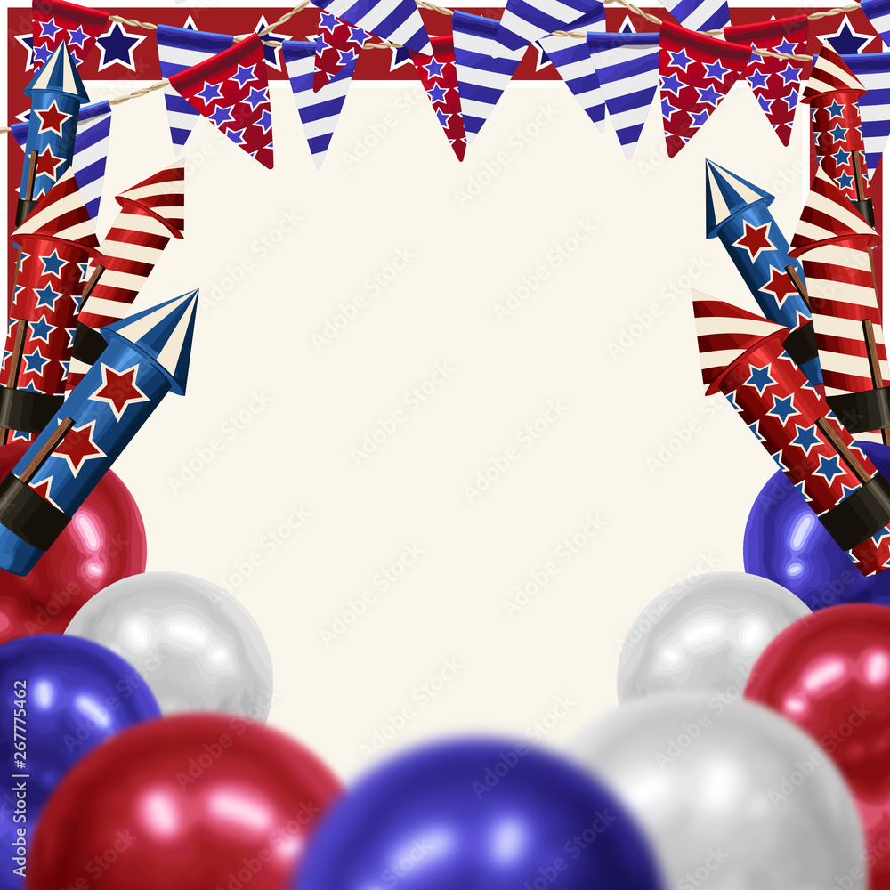 Fototapeta premium 4th of July Background design for greeting cards in super high resolution.