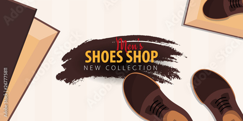 Mens Shoes Shop. New collection. Vector illustration.