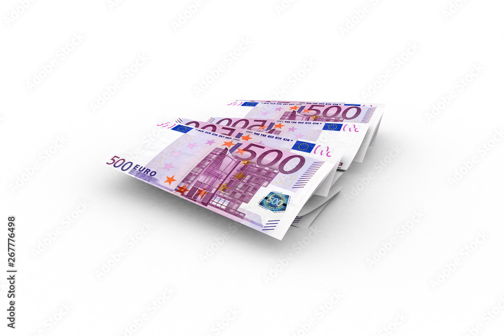 Euro Banknotes Flying and Dropping on White Euro Banknotes Flying and Dropping on White