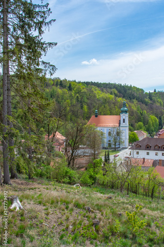 Natural park Moravian Karst - Sloup village near Blansko - baroque church Panny Marie Bolestne