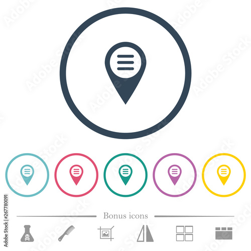 GPS map location options flat color icons in round outlines photo