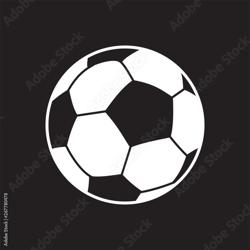 Vector illustration of a soccer ball. An isolated element of the sports equipment on a black background.