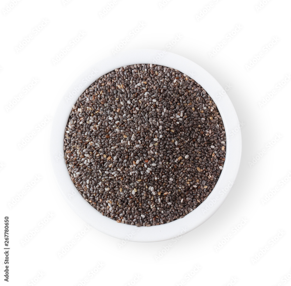 sesame in bowl isolate on white background. top view sesame in bowl isolate on white background. top view