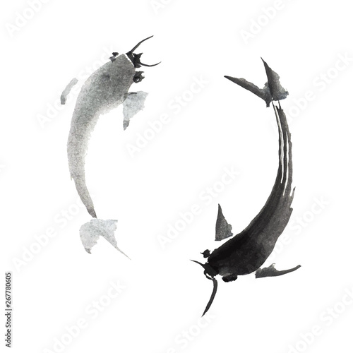 japanese carps watercolor