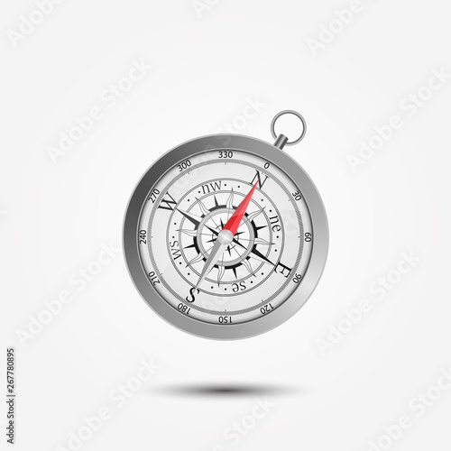 Magnetic compass isolated on transparent background. Art design