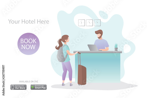 reception interior,check-in process,landing page template