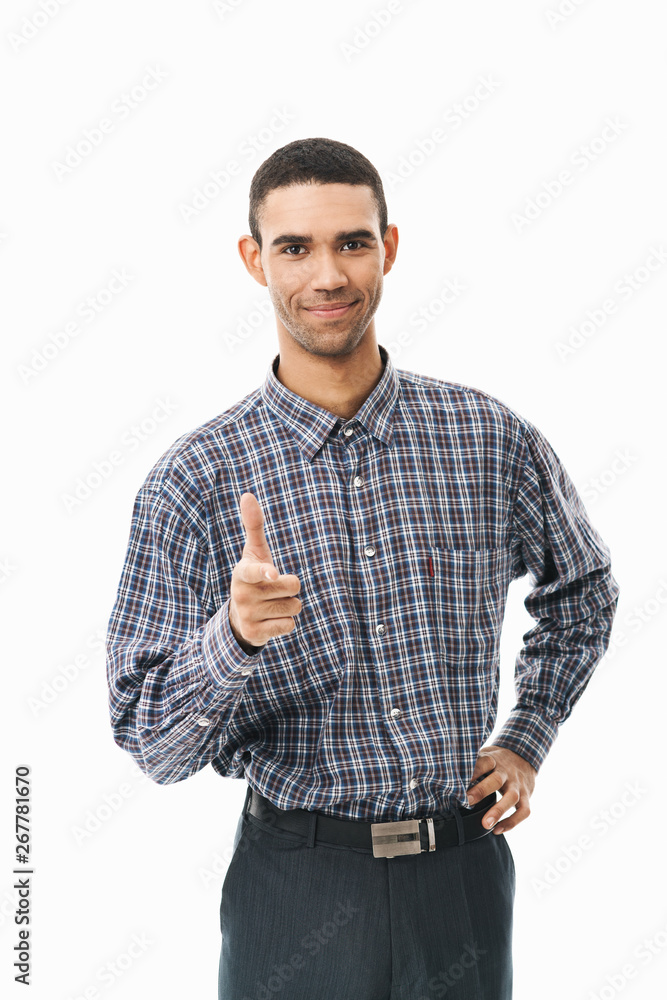 Portrait of a happy young man wearing plaid shirt Portrait of a happy young man wearing plaid shirt