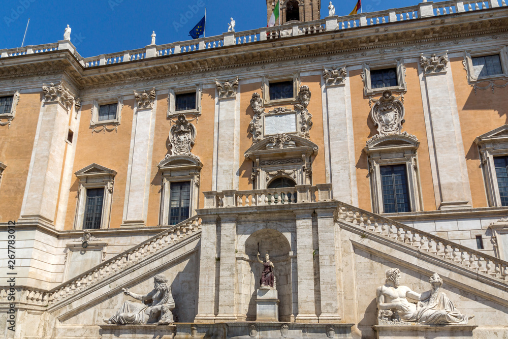 Panorama of Capitoline Museums in city of Rome, Italy