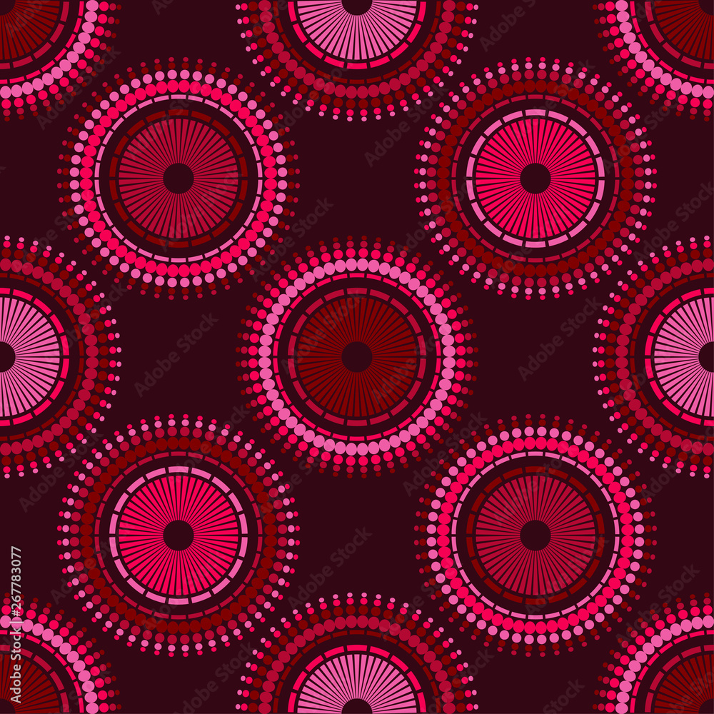 Polka dot seamless pattern. Mosaic of ethnic figures. Patterned texture. Geometric background. Can be used for wallpaper, textile, invitation card, wrapping, web page background. Polka dot seamless pattern. Mosaic of ethnic figures. Patterned texture. Geometric background. Can be used for wallpaper, textile, invitation card, wrapping, web page background.