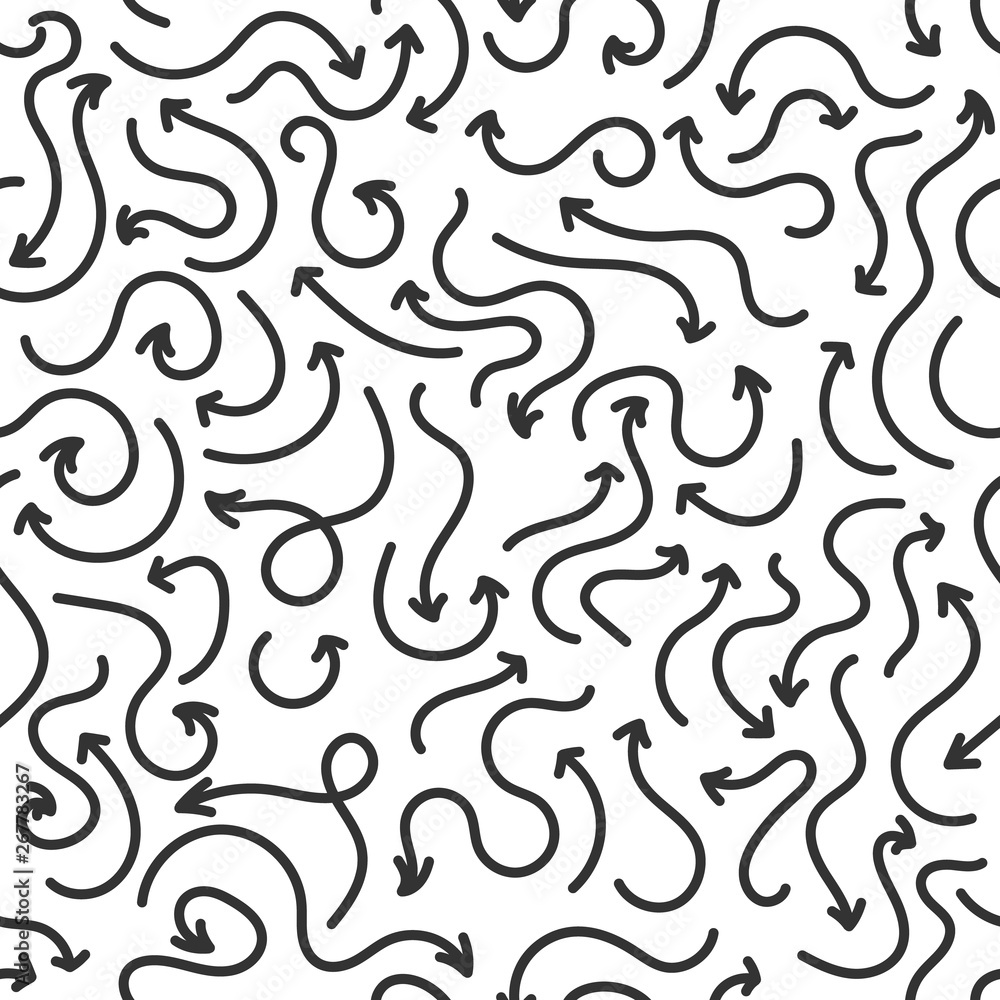 Hand drawn arrows seamless pattern. Creative abstract background. illustration.
