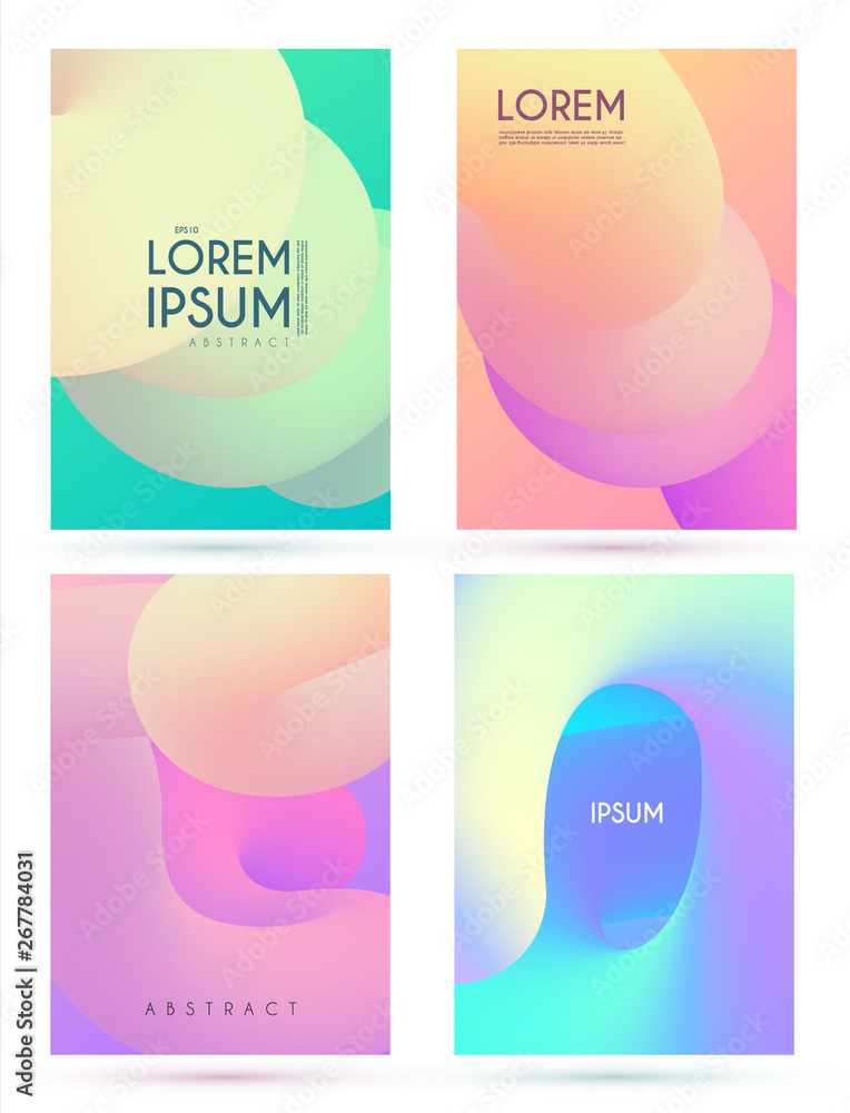 Liquid Color Collection. Fluid Gradient Design Template Set. Motion Space.
