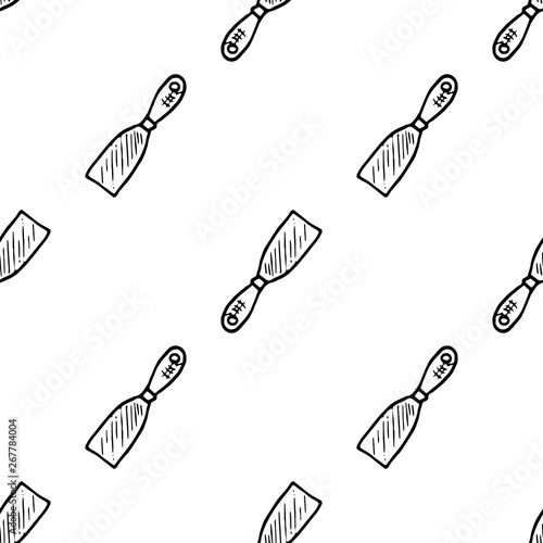 Seamless pattern hand drawn putty knife doodle. Sketch style icon. Decoration element. Isolated on white background. Flat design. Vector illustration