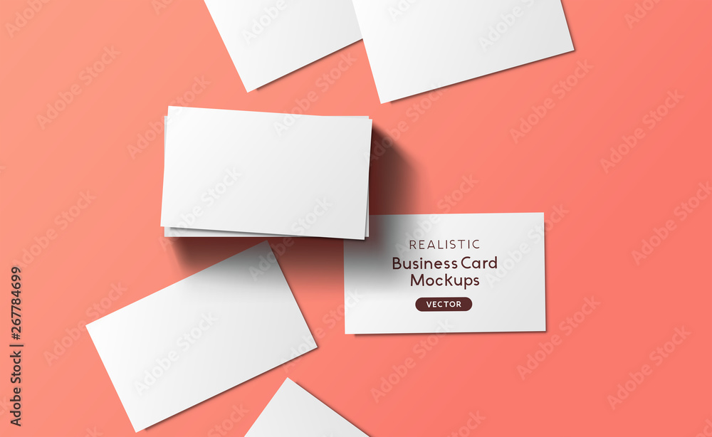 Mockup Business Cards Layout Top View - obrazy, fototapety, plakaty 