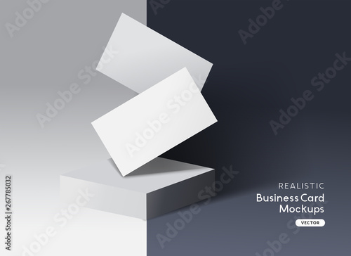 Realistic Branding and identity business cards layout mockup design.