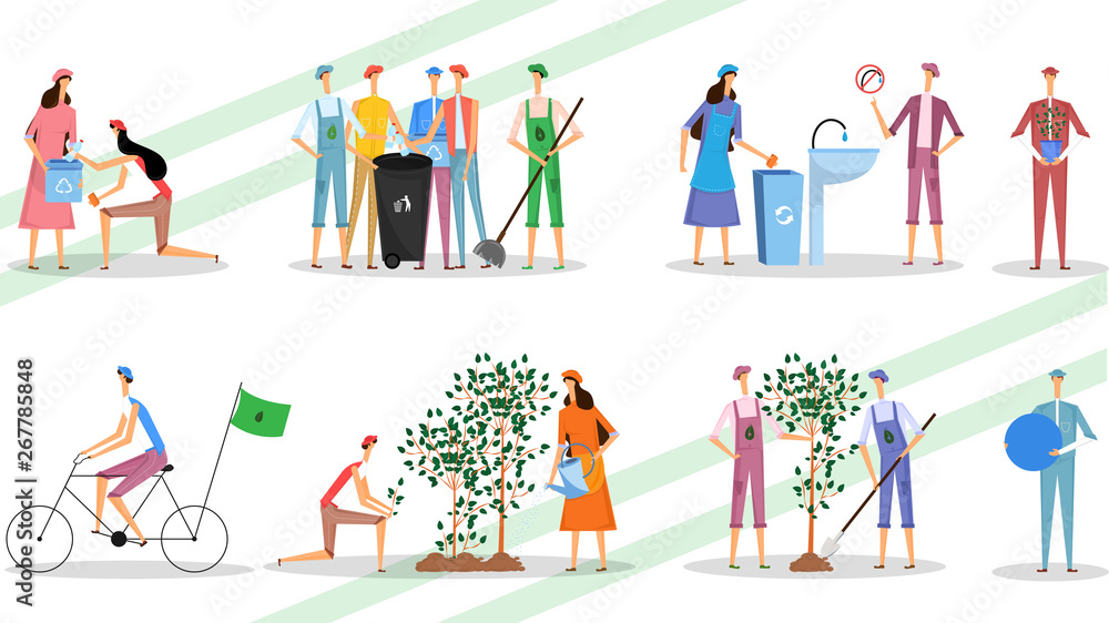 Different activity of men and women participation on the occasion of save the environment.