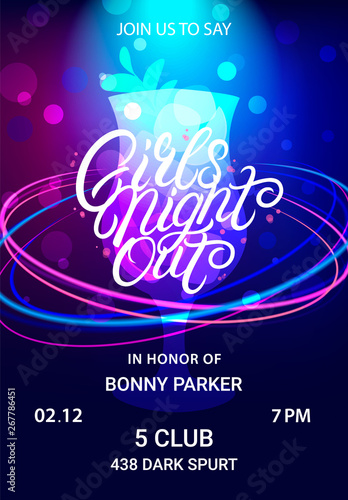Girls night party hand lettering poster