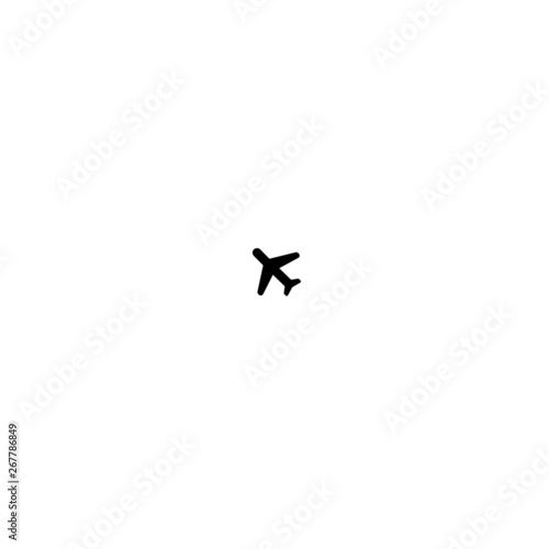 Flying airplane icon with spread wings