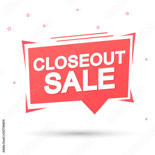 Closeout Sale, promotion tag design template, discount speech bubble banner, app icon, vector illustration