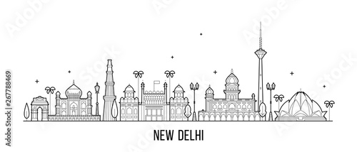 New Delhi skyline India this city buildings vector