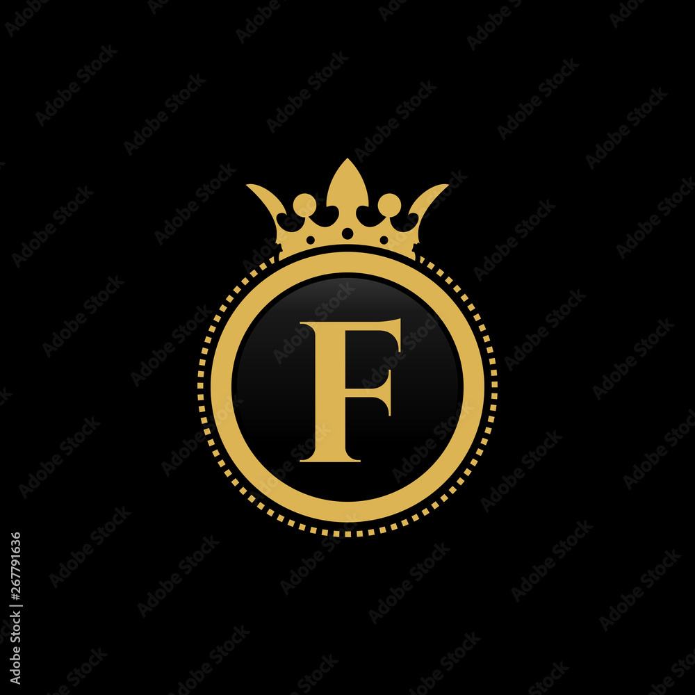 F initial royal crown luxury logo design