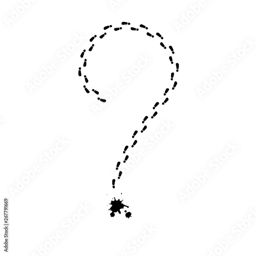 Question mark made up of Shoe print elements.