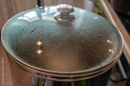sweaty lid at home brewery, water droplets on the lid