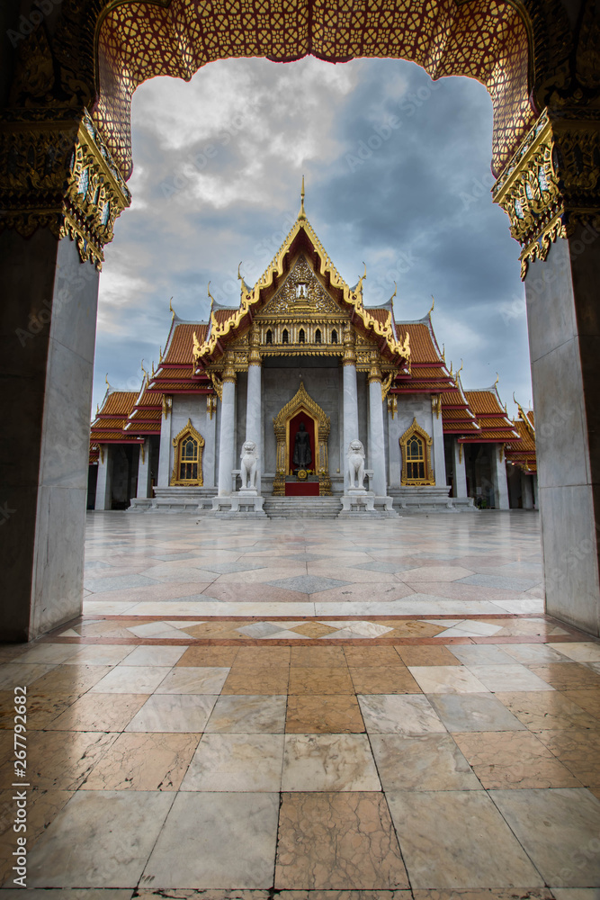 Temple in Bangkok, Beautiful Thai Temple Wat Benjamaborphit in Thailand
