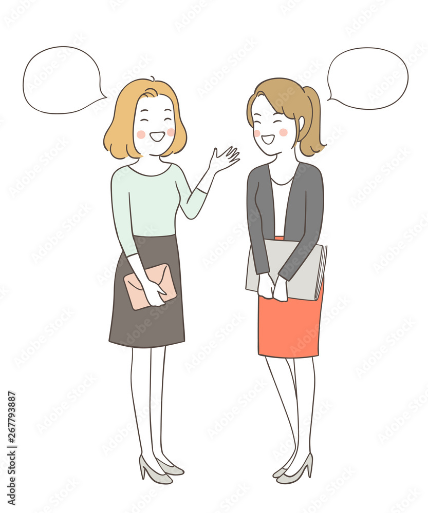 Vettoriale Stock Draw business woman talking with speech bubble. | Adobe  Stock