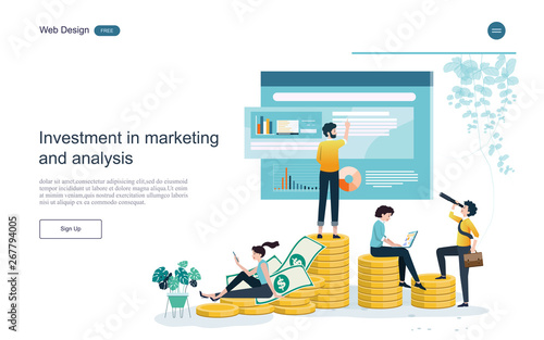 Business concepts for investment. Return on investment in finance and marketing, business analysis and cooperation.Vector illustration.