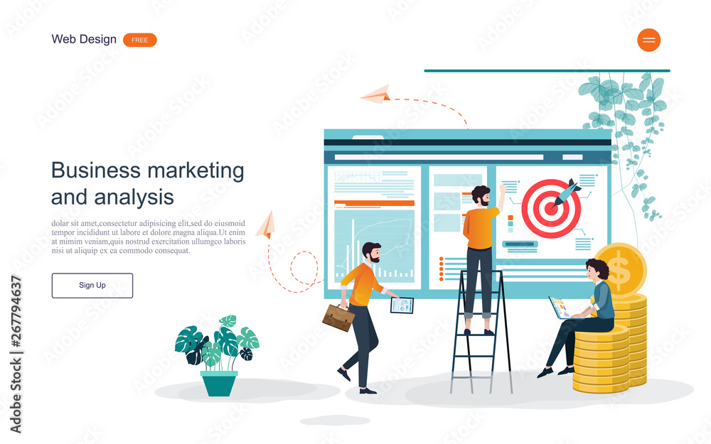 Idea concept for business analysis and brainstorm teamwork, creative innovation, consulting, financial report and project management strategy. Vector illustration.