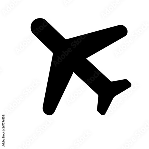 Black airplane sign on white background