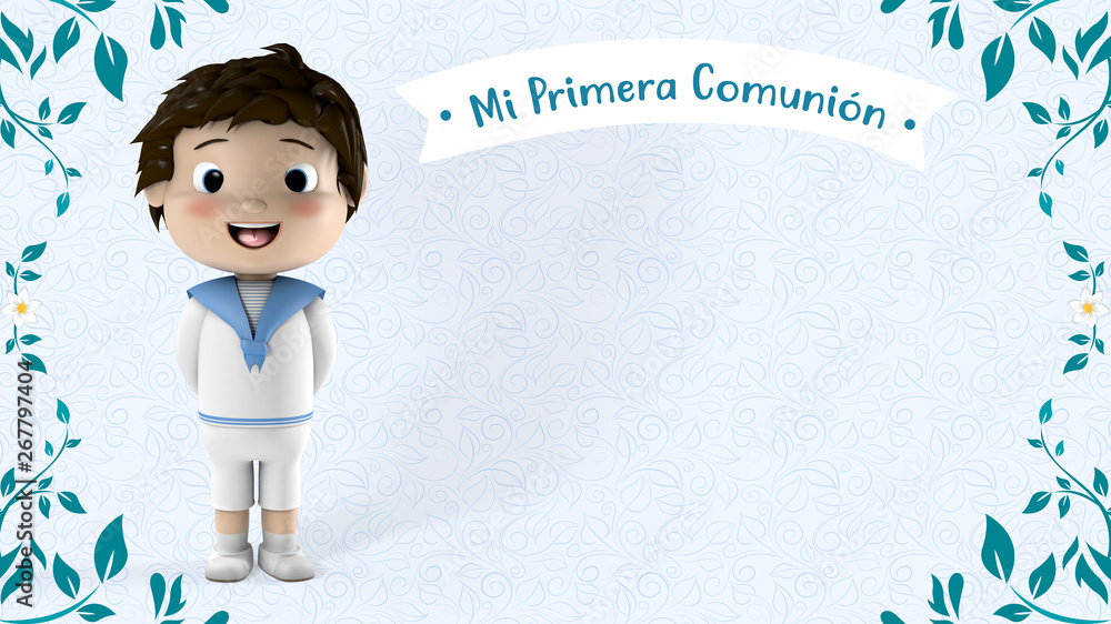 Primera Comunión Niño 3D ilustración de Stock | Adobe Stock