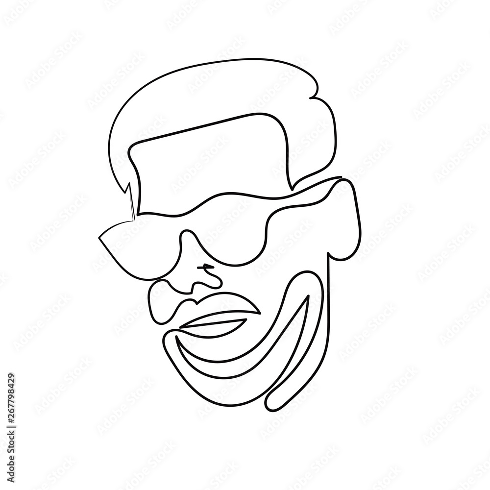 continuous line drawing of serious man portrait on white background continuous line drawing of serious man portrait on white background