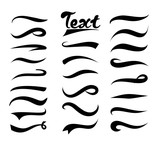 Vector illustration set of text elements, Texting tails collection. Swirling swash and swoosh. Elements for text and logos isolated on white background.