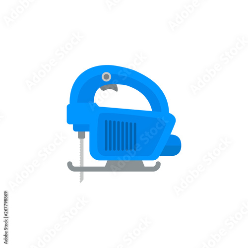 electric fretsaw vector flat icon. Electric jigsaw