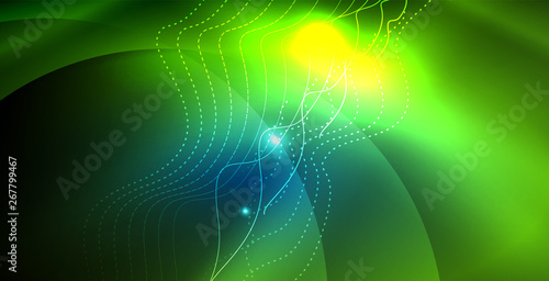 Color neon lights with waves abstract background