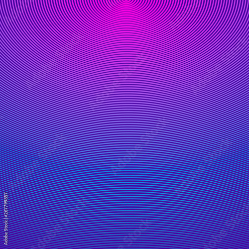 Abstract neon background. Retro 1980 style bright wavy background. Synthwave sci-fi backdrop. Concentric circles. Optical illusion vector illustration. Easy to edit template for your design.