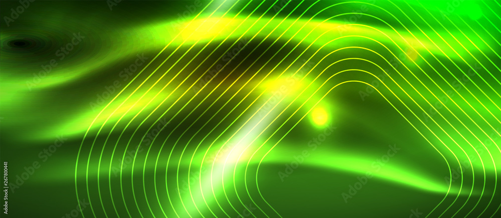 Neon square shapes lines on glowing light background Neon square shapes lines on glowing light background