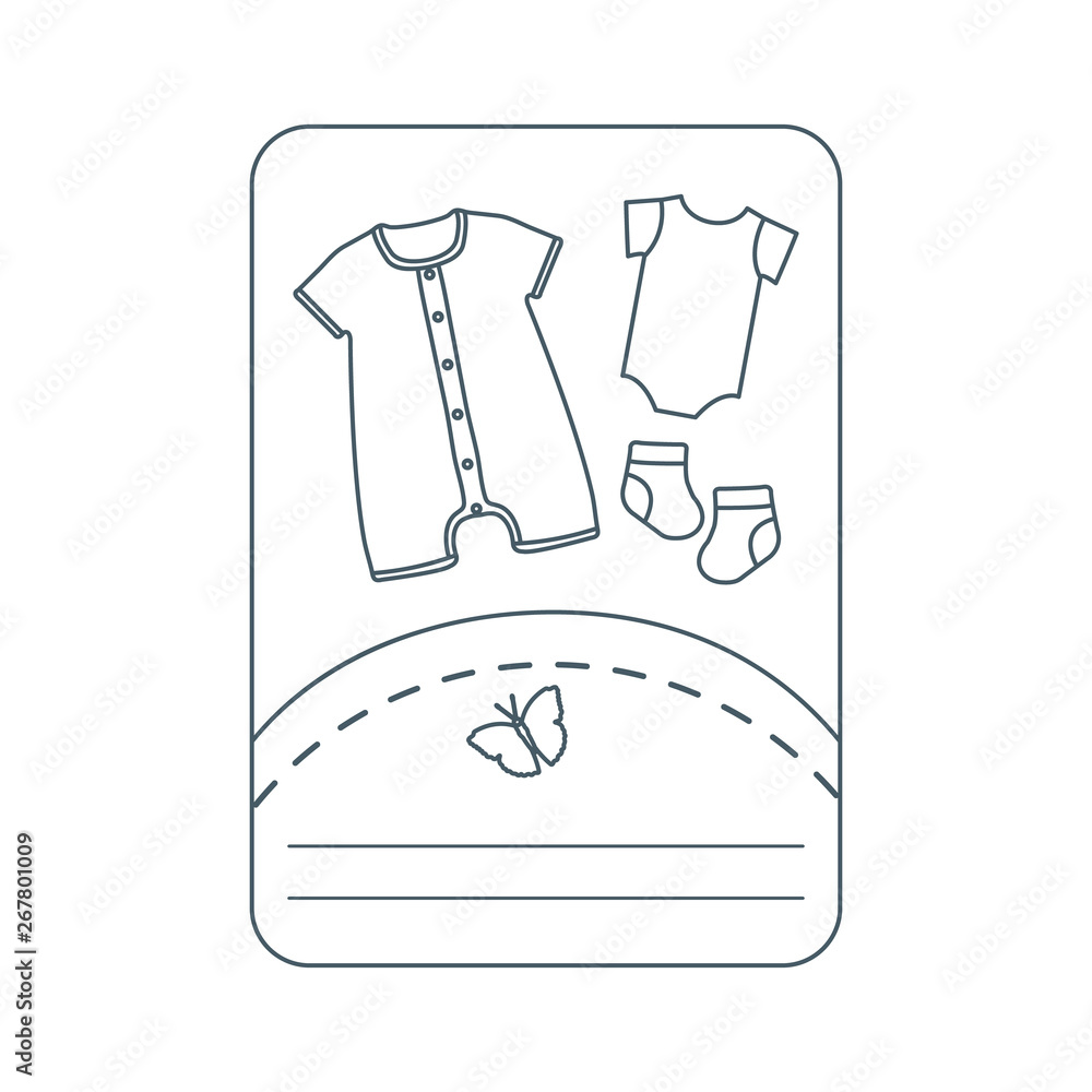 Vector illustration with baby clothes. Slip, socks Vector illustration with baby clothes. Slip, socks