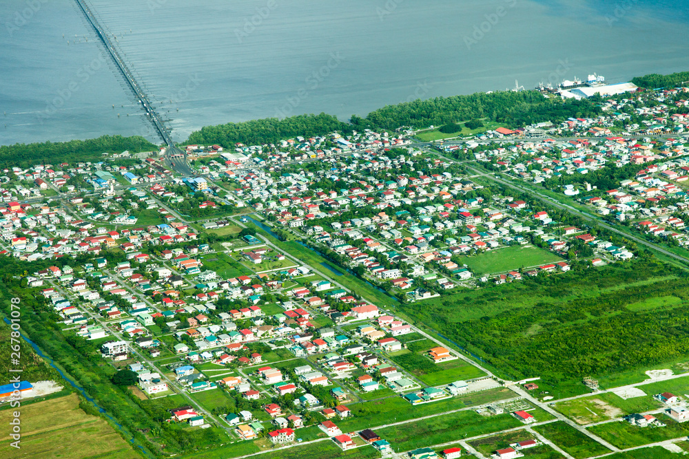 Bird'seye view of the Republic Park area, suburb, Demerara