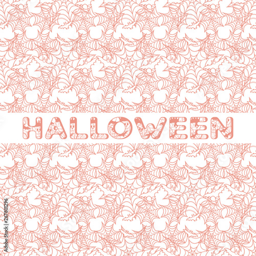 Halloween vector seamless pattern with web and bat © aquamarine_paint