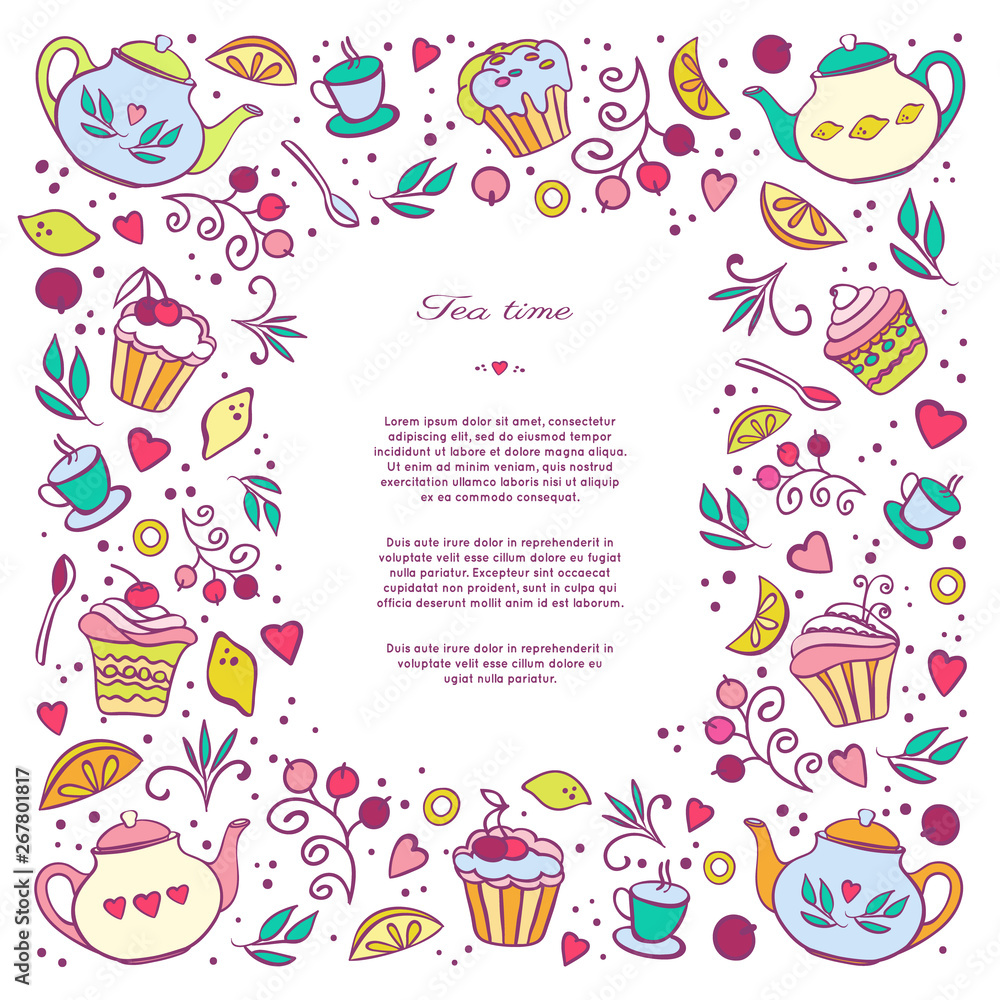 Fototapeta premium Tea time menu card