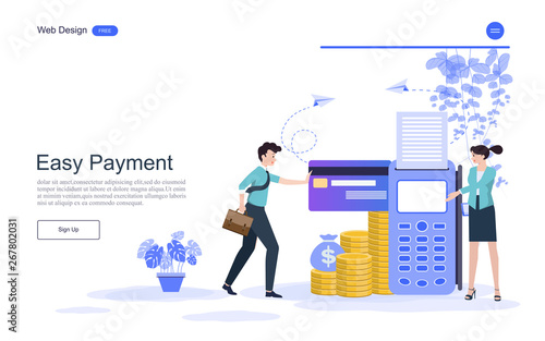 Flat design. Concept online payment  for web page.Confirm payment using a smartphone, Mobile payment, Online banking,payment terminals.Vector illustration.
