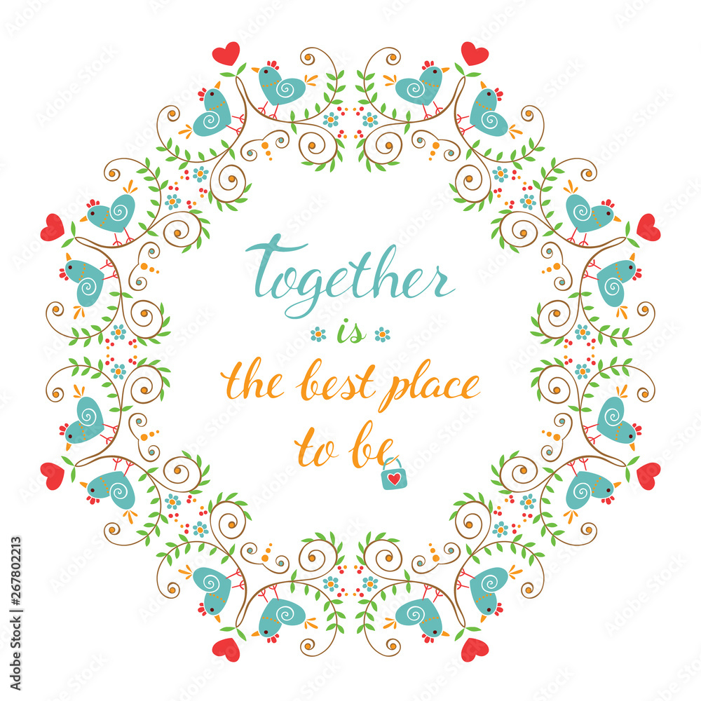 Floral round border with love hand drawn lettering Floral round border with love hand drawn lettering