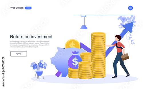 Concept for financial and investment.Return on investment, financial success, increase in profit and growth.Vector illustration.