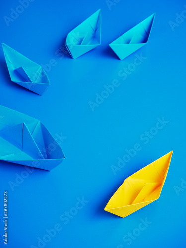 Concept business ship boat blue background