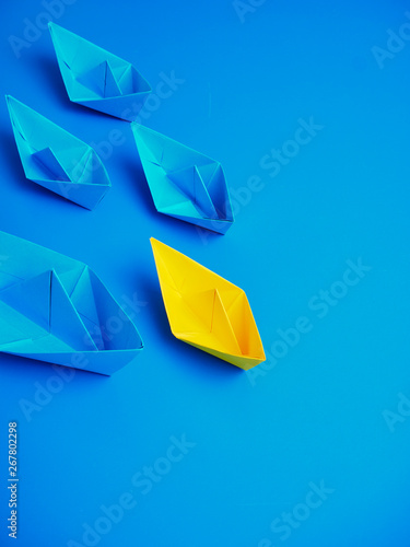 Concept business ship boat blue background