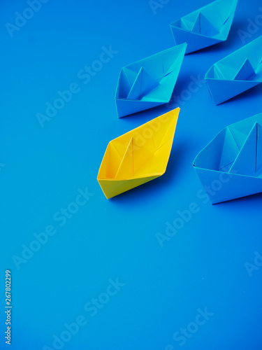 Concept business ship boat blue background