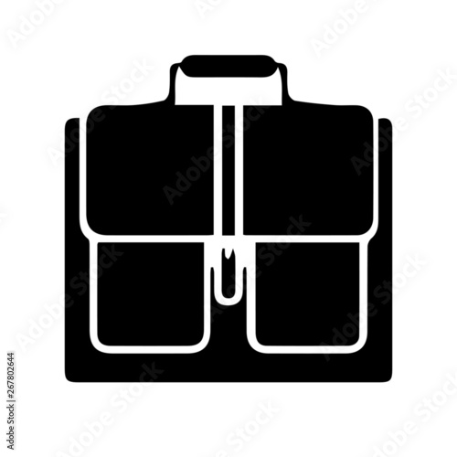 Black business briefcase on white background vector icon